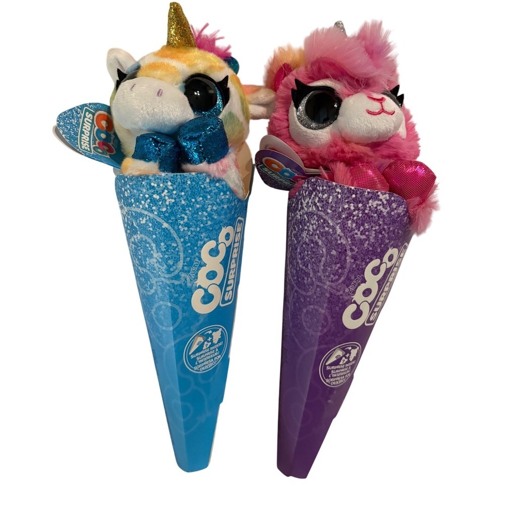 New Zuru Coco Cones Surprise Set of 2 Goldie and Squish Collectible Plush
